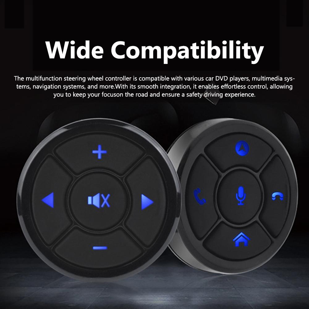 Автомобильный многофункциональный контроллер рулевого колеса Беспроводное управление рулевым колесом Пульт с кнопками и 2 круглыми контроллерами