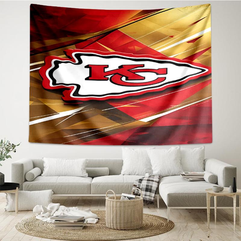 Kansas City Chiefs Print Tapestry, Backdrop, Easy Setup, Ideal for Bedroom, Office & Living Room, with Aesthetic Wall Hanging Decor.