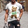 Футболка с коротким рукавом Ashion Gangster Bear для мужчин и женщин, футболка с 3D-принтом, милые облегающие футболки с изображением медведя