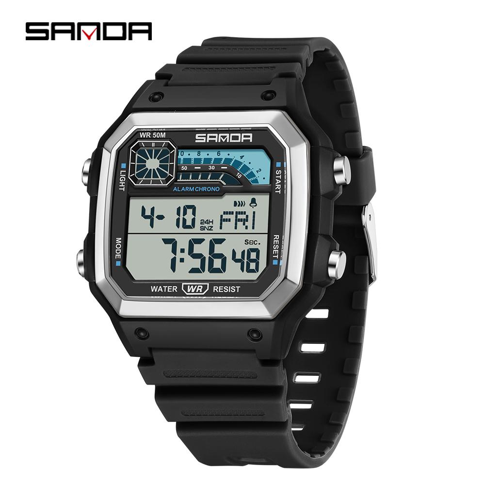 SANDA 6196 Fashion Student Digital Electronic Watch Sports Multi Functional Waterproof LED Men's Electronic Watch