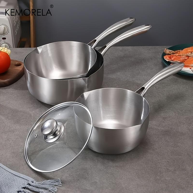 KEMORELA 304 Трехслойная кастрюля из нержавеющей стали 16/18/20 см Кастрюля для приготовления пищи со стеклянной крышкой Можно мыть в посудомоечной машине Подходит для индукционной плиты