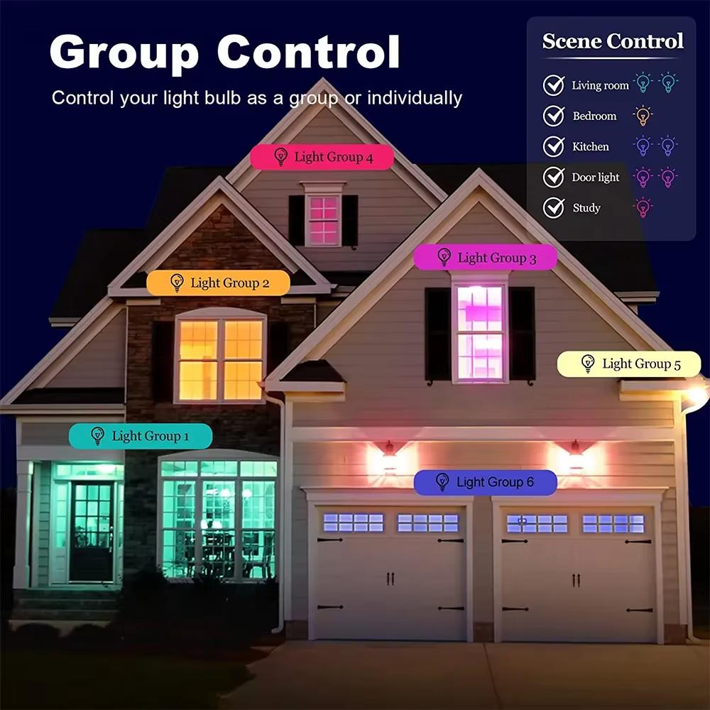 Ewelink E27 Умная WiFi RGB светодиодная лампа с приложением для дистанционного управления, диммируемая лампа, голосовое управление, работает с Alexa, Google Assistant, Алиса, умный дом