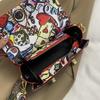 Анимированная сумка с граффити для женщин, широкий ремень, маленькая сумка на плечо, квадратная сумка через плечо для телефона, женская мода, новый дизайнер