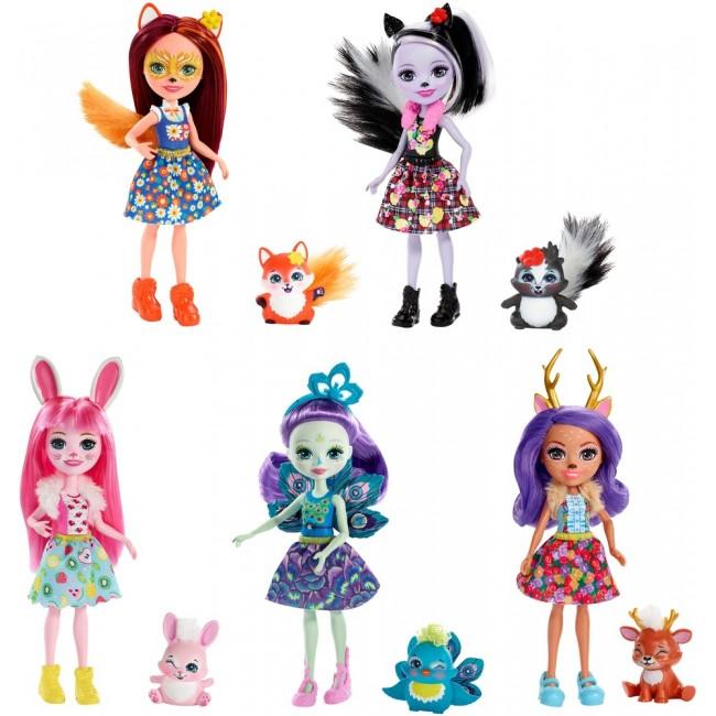 ENCHANTIMALS Куклы Main Heroes and Friends, маленькие куклы размером 6 дюймов (15 см) в ассортименте.