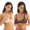 Women's Floral Lace Hollow Nipple Bralette Wire-free No Pad Bra Top Underwear Lingerie