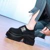 Маленькие туфли на платформе, увеличивающие рост, ретро универсальные лоферы женские 2025 осень новые европейский и американский стиль на липучке одинарные туфли