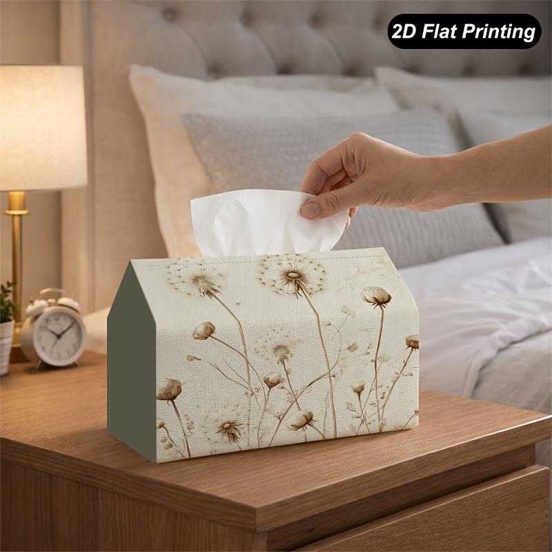 2D Flat 1pc Dandelion-Themed Decorative Tissue Holder, Ideal for Home Gatherings, Vehicles, Kitchens, And Bathrooms. Made from Polyester, This Tissue