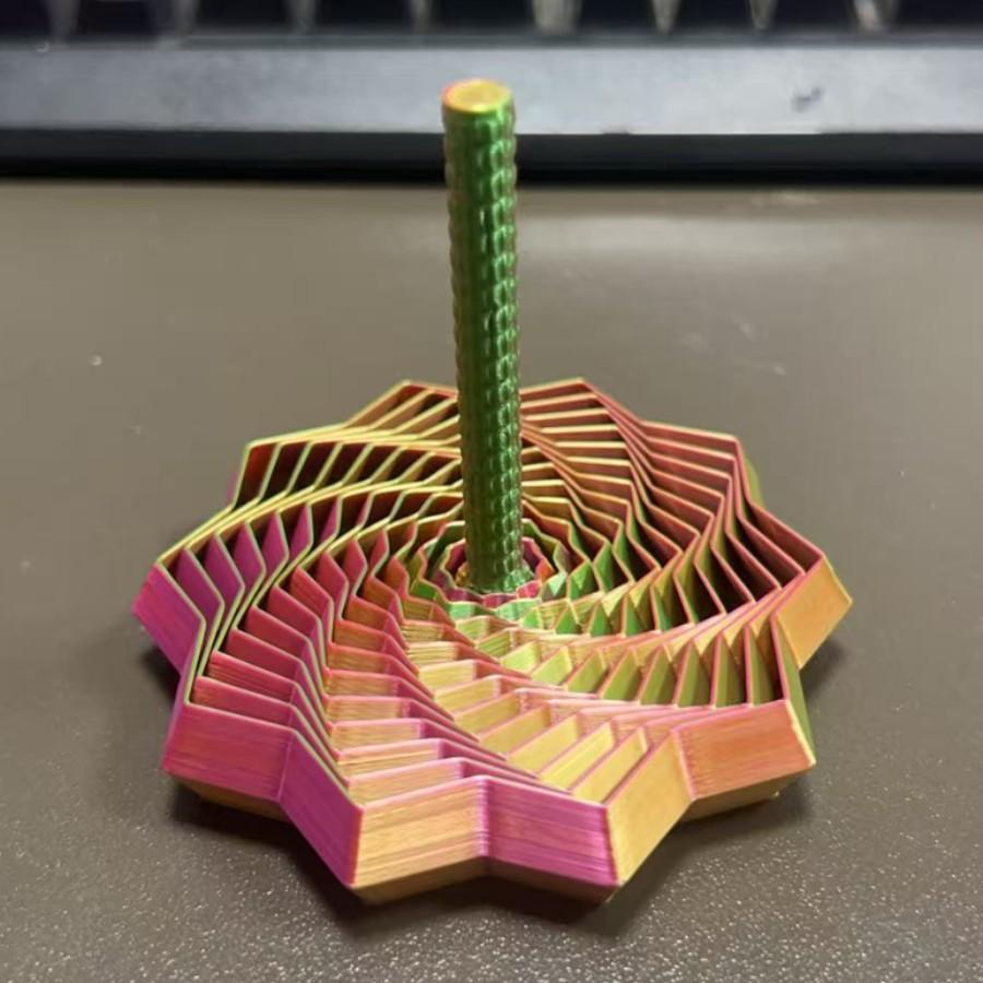 1PCS 3D Printed Decagonal Fingertip Decompression Soothing Toy with Handle To Expand Sensory Decompression Star-shaped Novelty Gyro