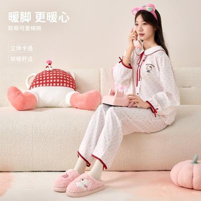 Хлопковые тапочки женские зимние новые домашние теплые плюшевые тапочки для дома мужские осенне-зимние