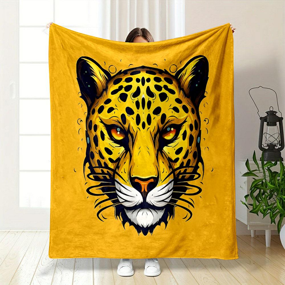 Leopard Face Illustration print blanket soft and cozy perfect for the living room bed sofa or a nap,gift