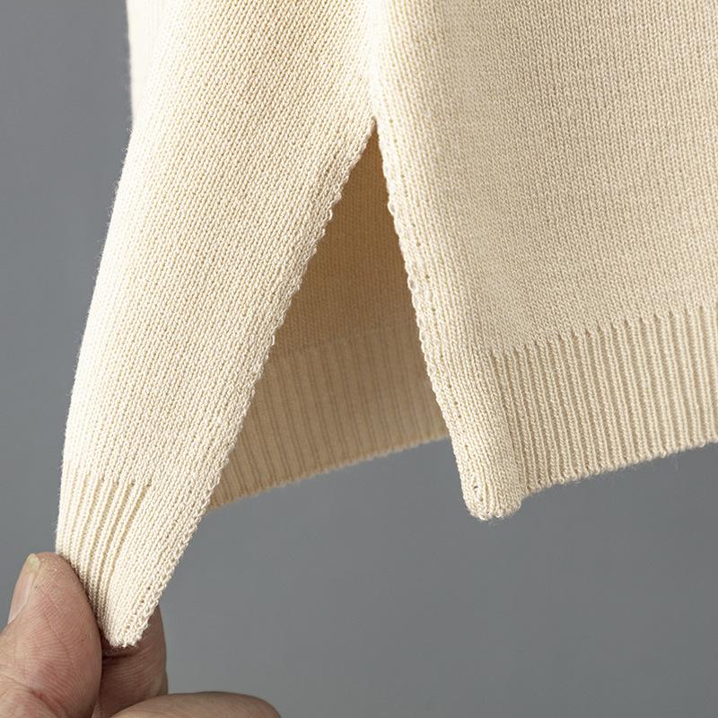 Женский однотонный свитер с v-образным вырезом из ледяного шелка, весна-осень, свободный свитер с высокой талией, комплект из двух предметов