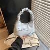 Niche Simple Bow Pleated Handbag Women's 2025 Summer New High-end Messenger Dumpling Bag