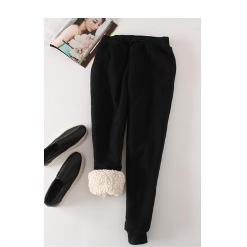 Women Trousers Warm Thick Velvet Cashmere Harem Pants Women Elastic Waist Sweatpants Fleece Pants