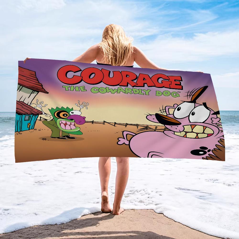 C-ХРАБРОСТЬ Собака-Трус C-Cowardly Dog Пляжное полотенце Цветные банные полотенца для девочки Микрофибра Быстросохнущие Не прилипает песок Пляж Спортзал Бассейн