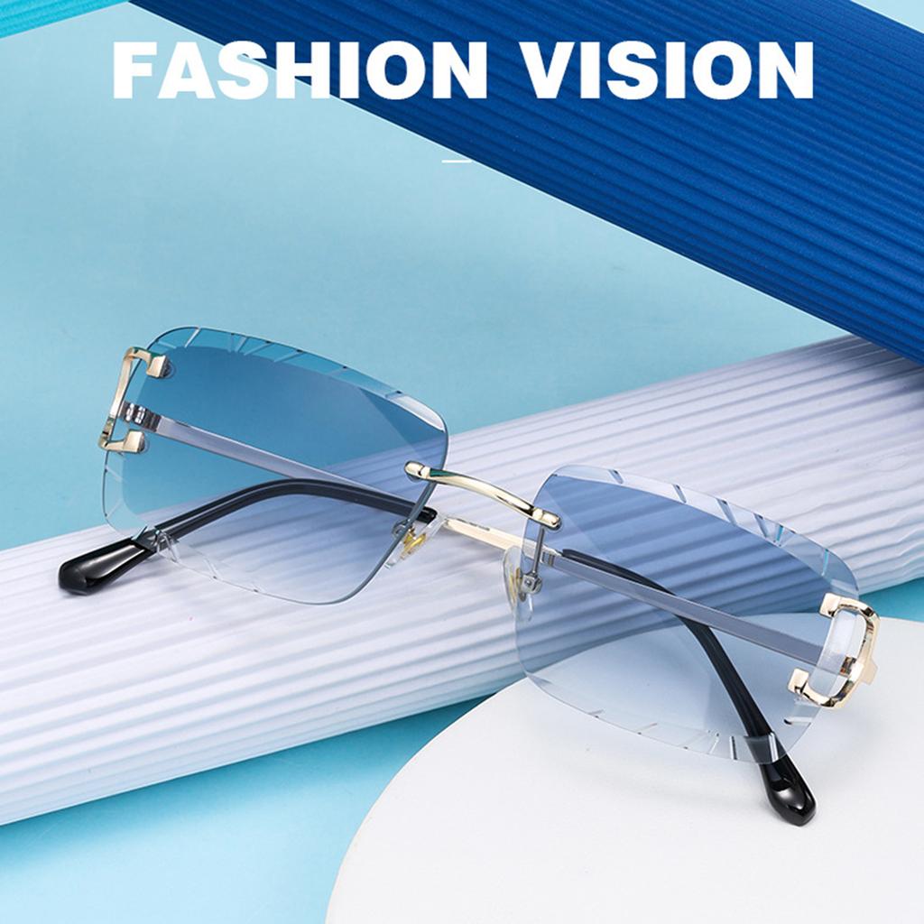 Солнцезащитные очки без оправы Cut Edge Square Inverted Edge Уличная фотография Модные солнцезащитные очки Трансграничные солнцезащитные очки