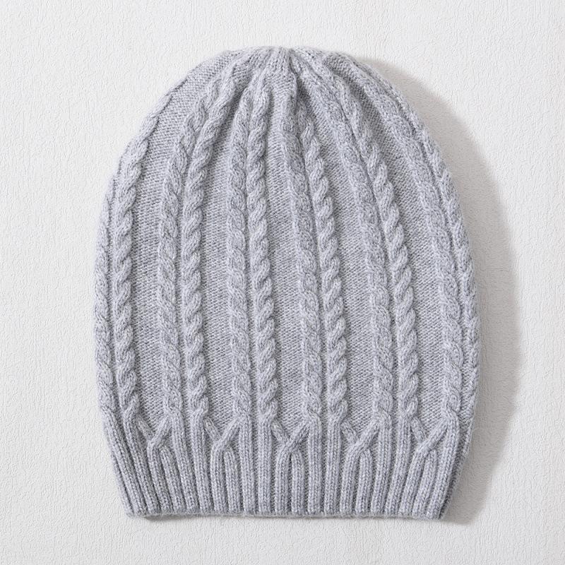 Versatile warm rabbit down knitted hat women's solid color outdoor twist pattern wool hat winter ear protection windproof