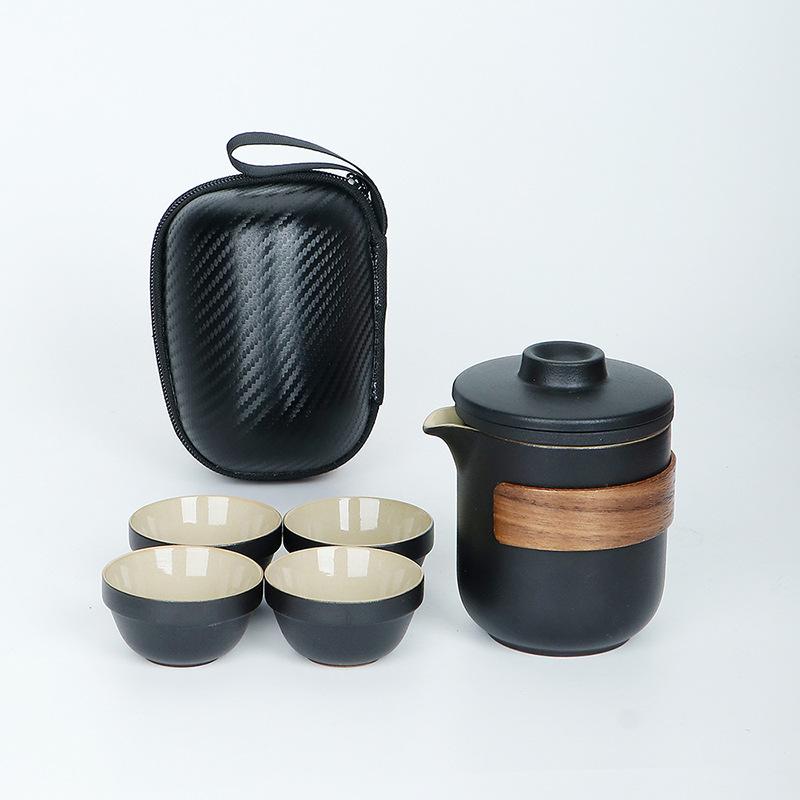 Travel Kung Fu Tea Set Small Set Portable Kuaike Cup One Pot Four Cups Outdoor Tea Pot Tea Cup Gifts