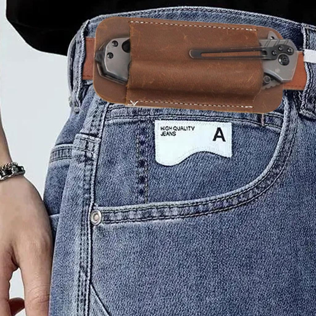 Винтажный кожаный складной чехол для ножа, носимый на поясе, карманный чехол для ножа, защитный чехол для походного ножа