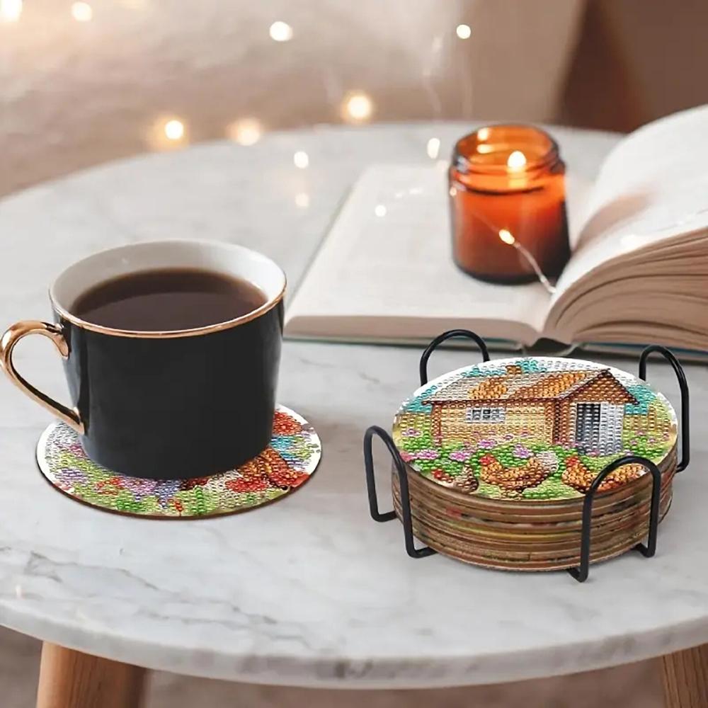 8 шт./набор подставок с рисунком животных-слонов, расписанных алмазами, с кронштейнами. Подставки своими руками для начинающих и взрослых, товары для творчества и рукоделия, подарки