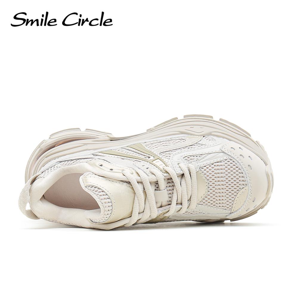 Женские кроссовки на массивном каблуке, кроссовки на плоской платформе, повседневные кроссовки на шнуровке с круглым носком, женская обувь, кроссовки