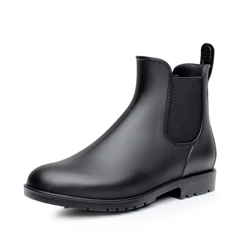 Fashion Men Rain Boots Fashion Chelsea Boots Man Black Casual Boots PVC Rubber Rain Shoes Waterproof Fishing Shoes Zapatillas De Hombre