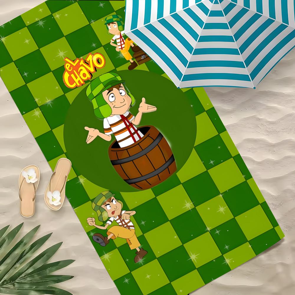 E-El Chavo Del Ocho Полотенце Полиэстер Пляжное Полотенце Быстросохнущее Не Прилипает Песок Банное Полотенце Для Лета Бассейна Путешествий Отпуска