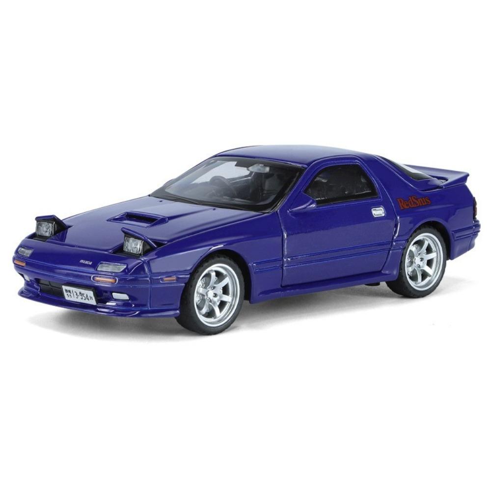 Initial D 1/32 Mazda RX7 Миниатюрная литая модель RX-7 Игрушечная машинка Звук и свет Открывающиеся двери Коллекция Подарок для детей Мальчиков Коробка
