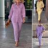 Женский комплект из двух предметов с длинным рукавом и лацканами, рубашка-карандаш, брюки, костюм для отдыха