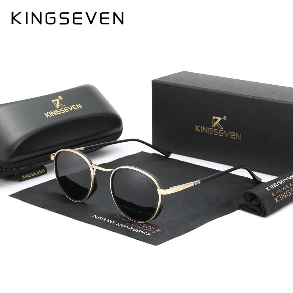 KINGSEVEN Бренд Оригинальные Повседневные Круглая Рамка Солнцезащитные Очки Мужские Поляризационные UV400 Роскошные Ретро Женские Для Вождения Летние Рыболовные Очки