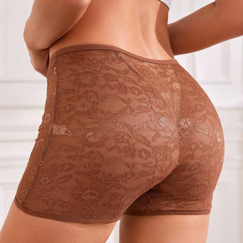Plus Size Women Safety Pants Lace Breathable Underwear Women Boxer Briefs Sexy Hollow Women Boxer Briefs Cotton Solid Color Safety Bottoms