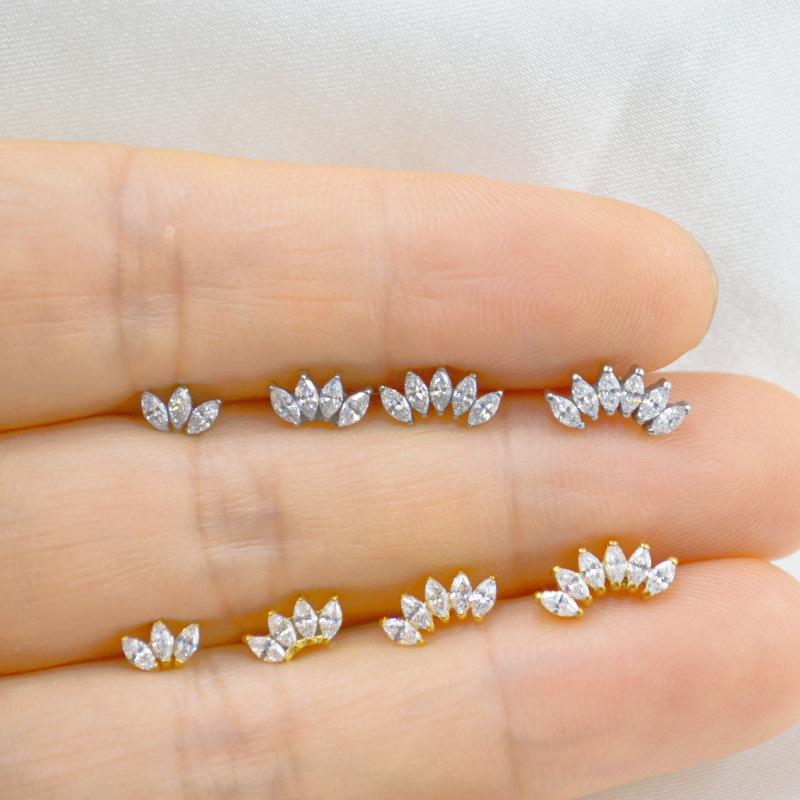 Титановый лабрет G23 с короной из циркония маркиза для пирсинга медузы, хеликса и хряща.