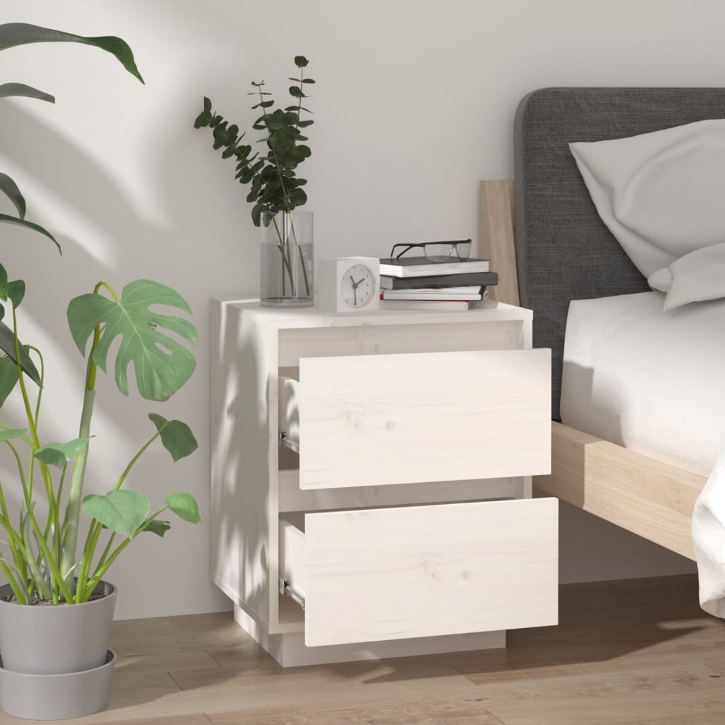 Nightstands 2 pcs. White 40 x 35 x 50 cm Solid Pine Wood