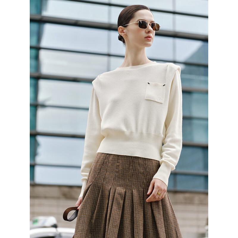 GIOVANNI VALENTINO Women's 30% Wool Blend Crew Neck Knit Sweater