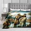 Baptism Scene Religious Art Flannel blanket for bedroom, living room, sofa, and nap