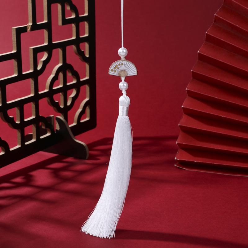 Pearl White Hanfu Style Tassel Pendant for Car or Bookmark
