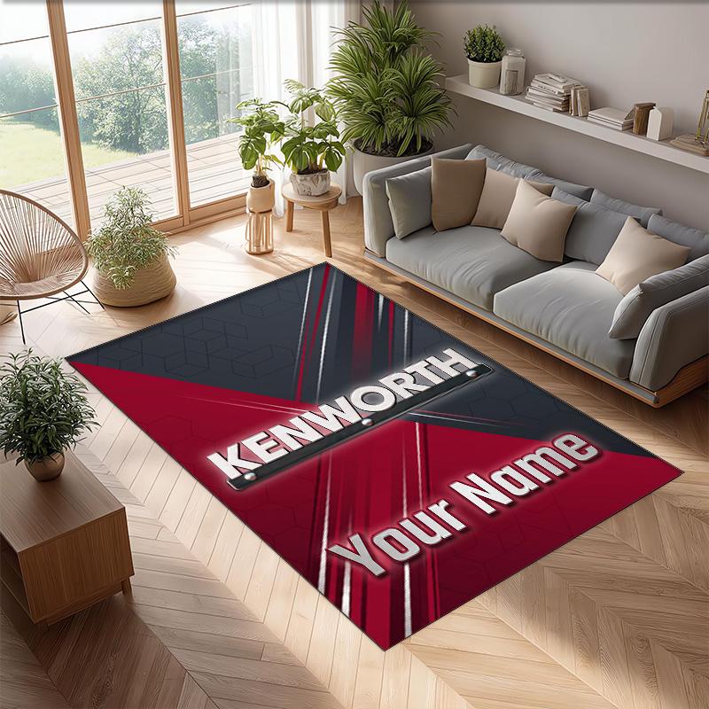 Kenworth Crystal Velvet Rug, Custom Name Text Personalized Non‑Slip Floor Mat for Home Decor Gift