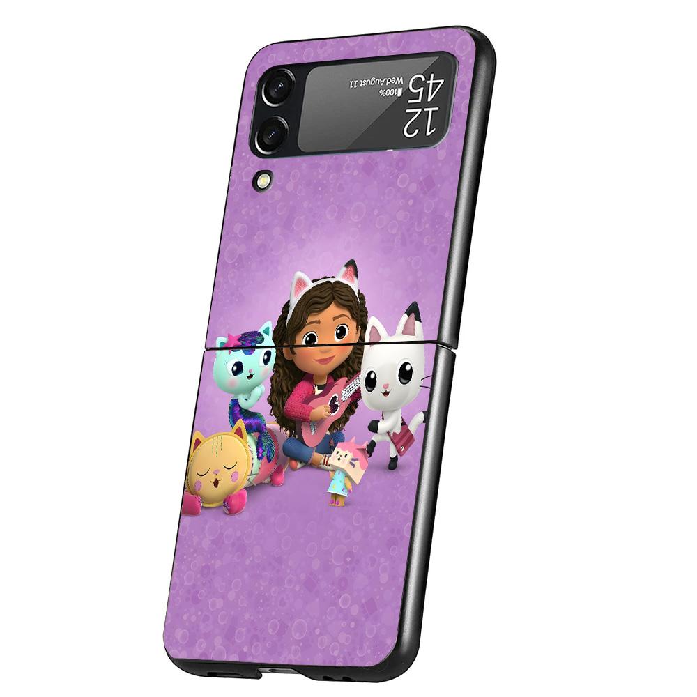 Cartoon Gabbys Dollhouse Cover Phone Case For Samsung Galaxy Z Flip 7 6 5 4 3 5G Flip7 Flip6 Flip5 Flip4 Flip3 Black Fundas Shel