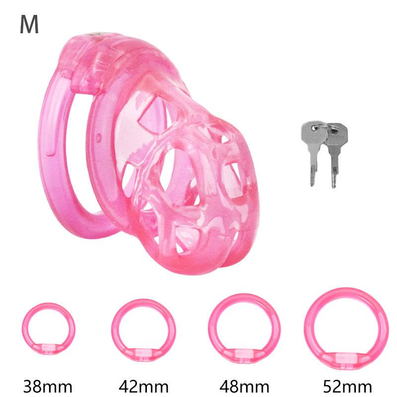 Soft Silicone Chastity Cage Device Anti-Cheating Penis Lock with 4 Size Cock Rings Penis Restraints for Men Adult Sex Toys