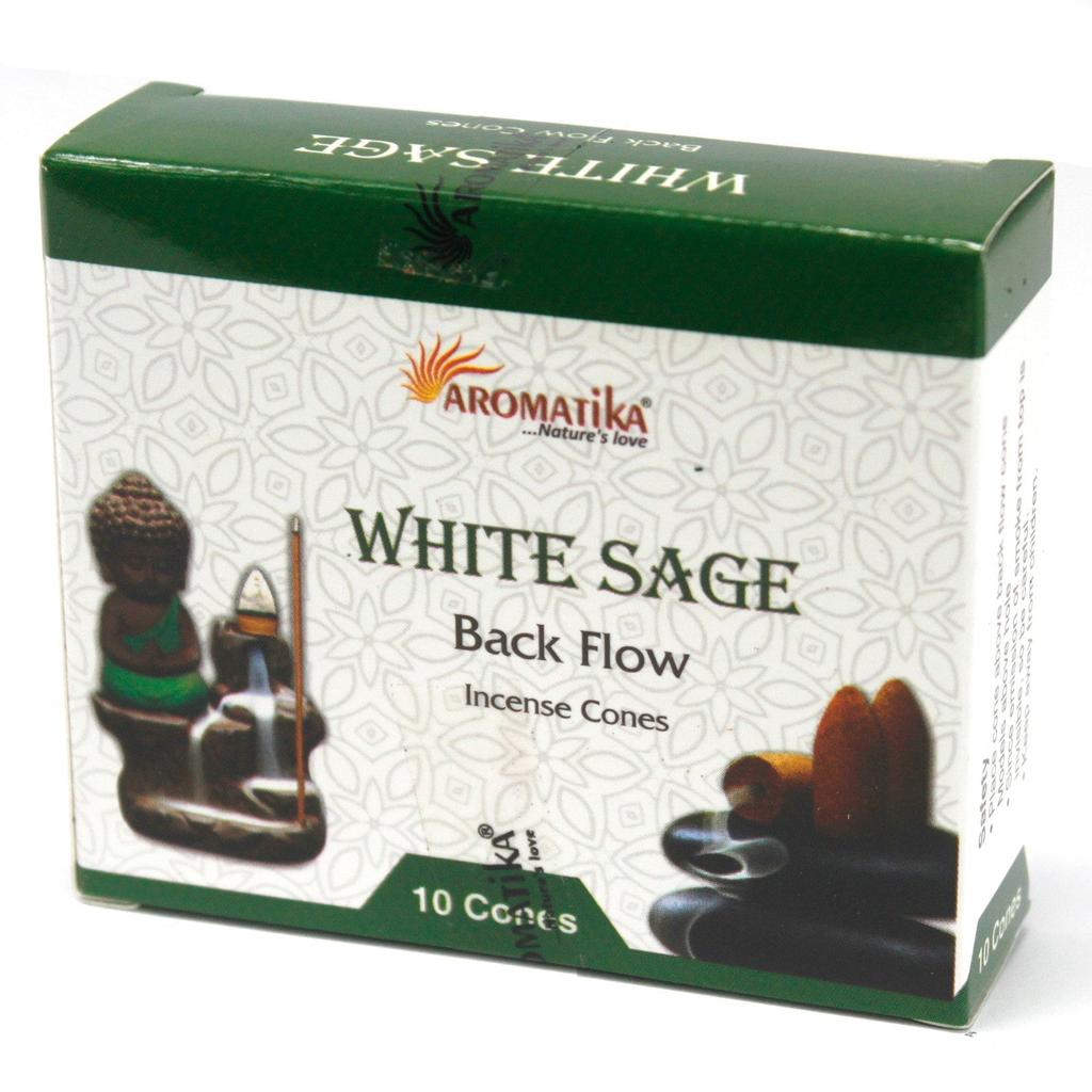 White Sage Backflow Incense Cones, 10 Pack Aromatica