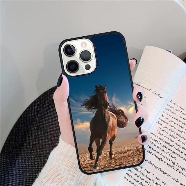 Черный Сильный Красивый Конь Жеребец Чехол Для iPhone 17 Air 15 16 14 13 12 Pro Max 11 Pro Max Plus Чехол Для Телефона Coque