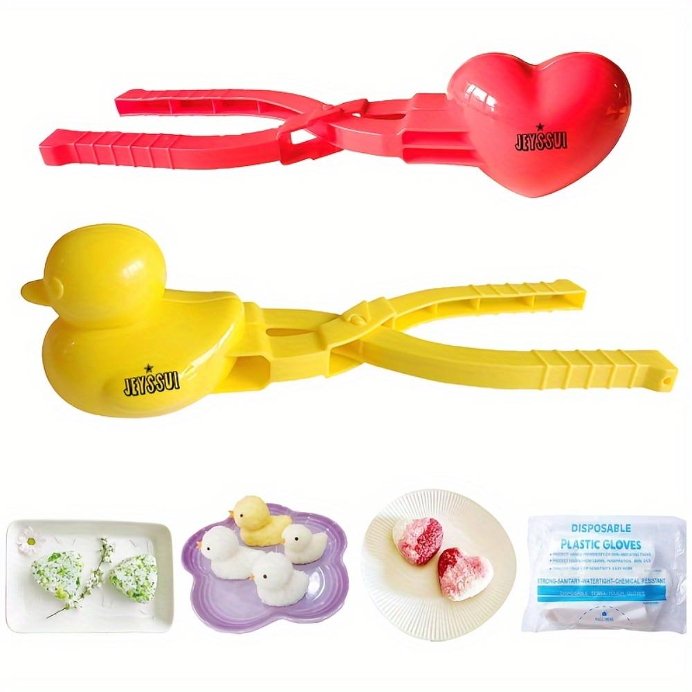 Форма для риса в виде утки - 2 набора форм для суши в виде утки своими руками с зажимами в виде животных для риса, картофельного пюре, снега и многого другого - в комплекте полиэтиленовые перчатки