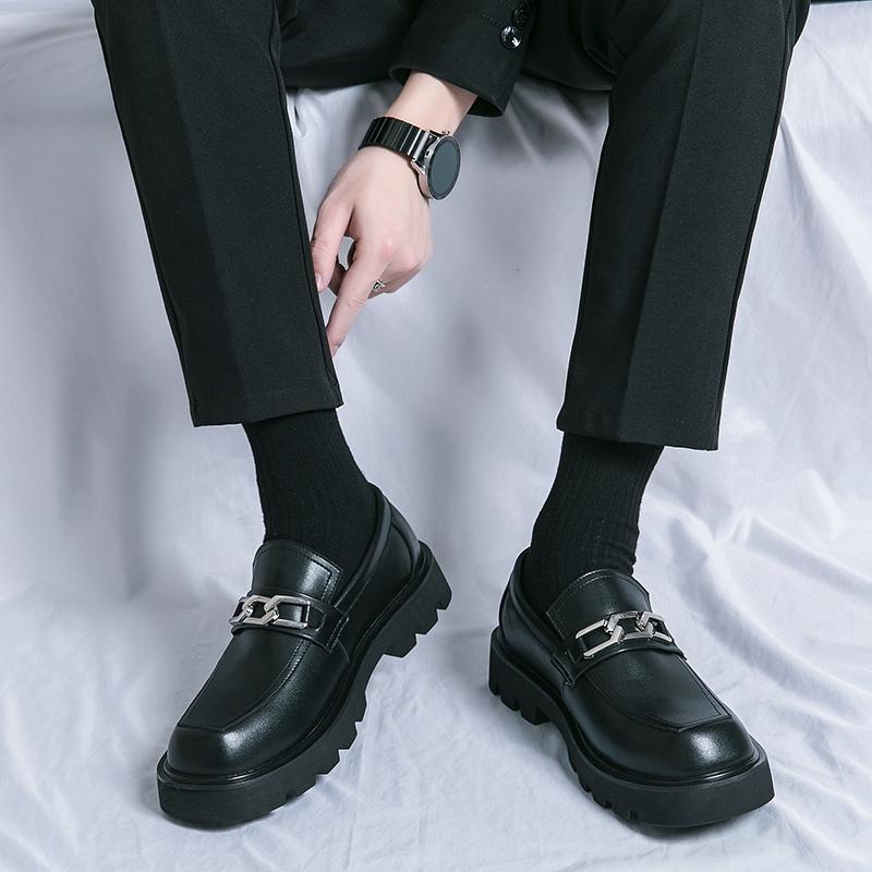 Модные, горячая распродажа, мужские кожаные повседневные оксфорды, роскошные брендовые мужские удобные туфли-парикмахеры, толстая подошва, без застежек, мужские прогулочные туфли