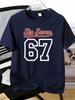Unisexs Tee Retro Six Seven Number 67 Letter Print Cotton Short Sleeve Male Casual Streetwear Outdoor Daily Basic Fashion Top