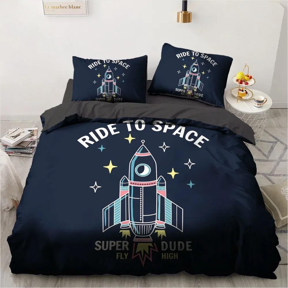 Комплект постельного белья с изображением астронавта из мультфильма «Открытый космос» для подростков и мальчиков, комплект пододеяльников, наволочек, односпальных и двуспальных одеял