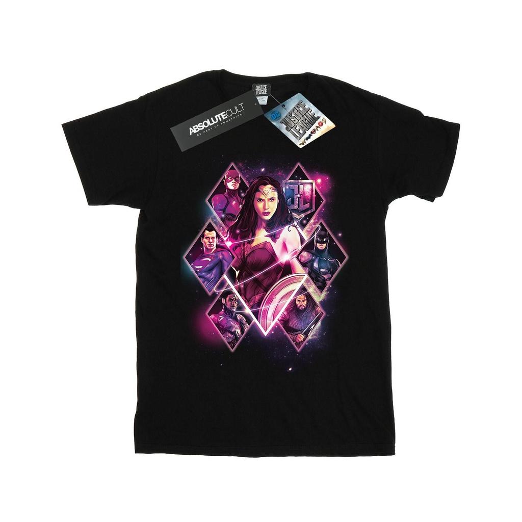 DC Comics Womens/Ladies Justice League Movie Team Diamonds Cotton Boyfriend T-Shirt