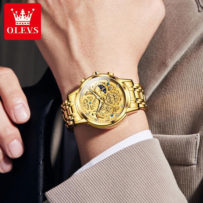 OLEVS Brand Watch Hollow Dial Single Calendar Quartz Watch Men Watch Men Watch