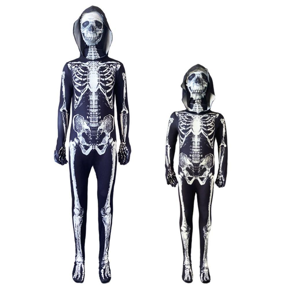 Polyester Halloween Cosplay Costume Separate Headgear Skull Bodysuits  Halloween