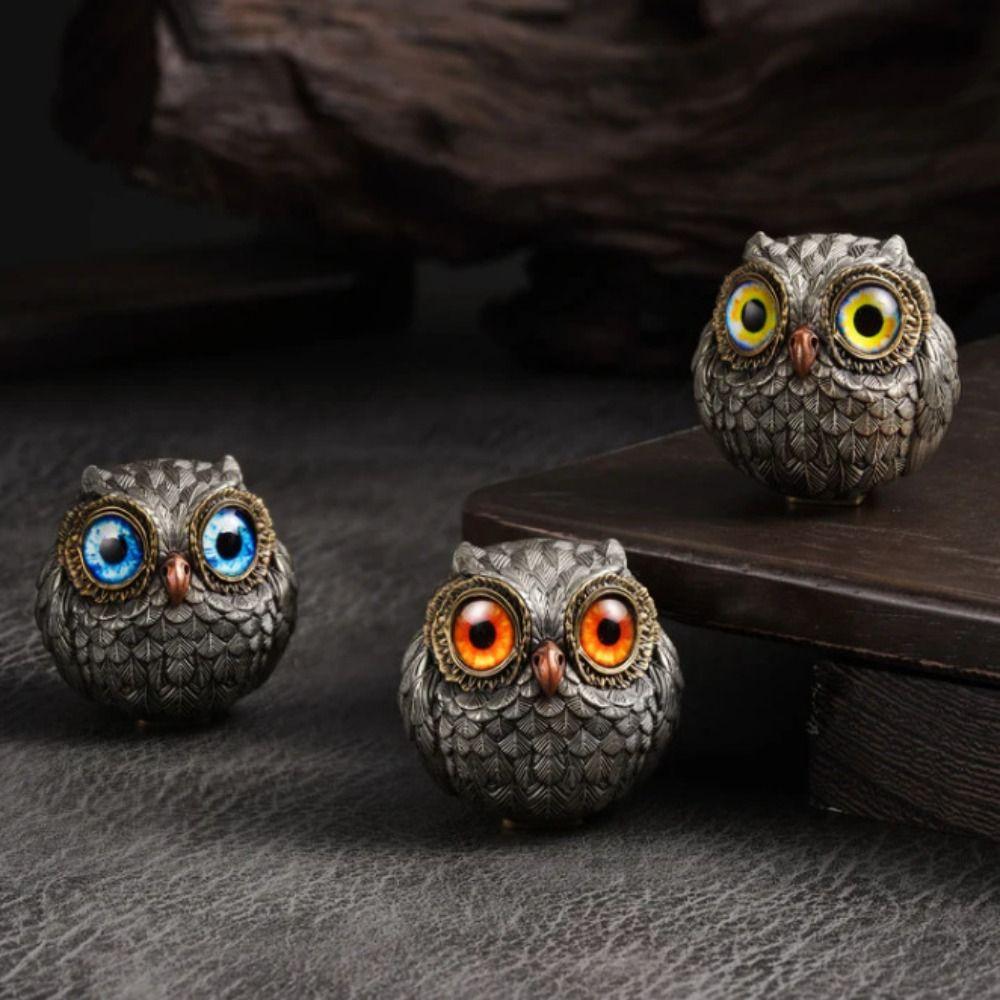 Lucky Owl Owl Mini Statue Realistic Owl Ornament Creative Owl Figurine Beads  Desktop Decoration