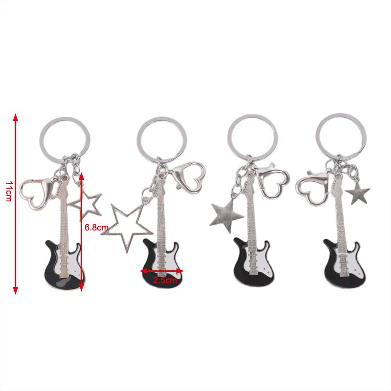 Creative Classic Mini Rock Electric Acoustic Guitar Shaped Keychain Pendant Backpack Decoration Accessories Gifts