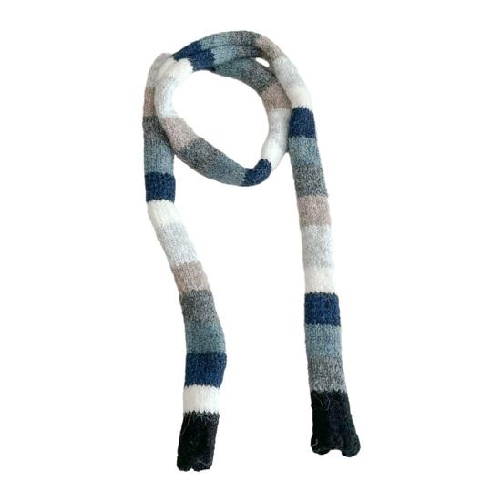 Yousheng Rainbow Striped Scarf Women Long Skinny Fuzzy Fluffy Neckerchief Knit Thin Scarf Autumn Winter Knitting Scarf Outfit Accessories